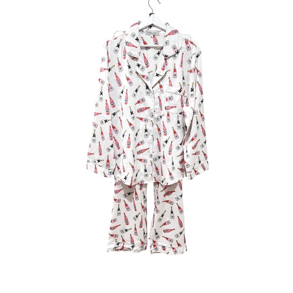 NWOT Toss Designs 2PC Pajama Set Womens XL Cream Champagne Print Tencel